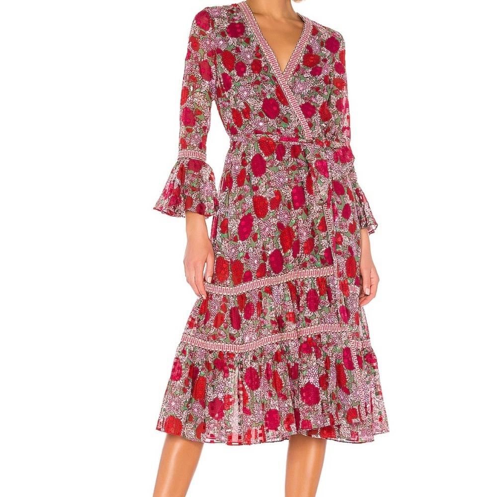 Alexis Marcas Wrap Dress floral size L